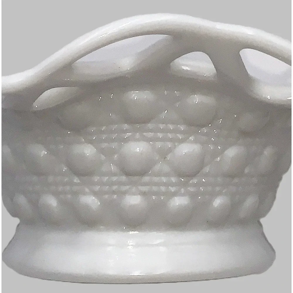 Vintage Imperial Milk Glass Lace Edge Lattice Bowl 6 in Decorative Footed Dish